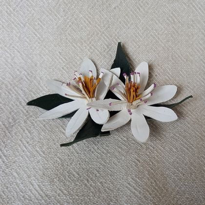 Clematis Flower Leather Brooch