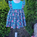 Pretty teal and apricot cotton floral dress with flutters - Size/Age 1 & 7