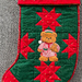 Christmas Stocking, Patchwork, Quilted Handmade, Christmas Teddy Bear in Striped Night Shirt