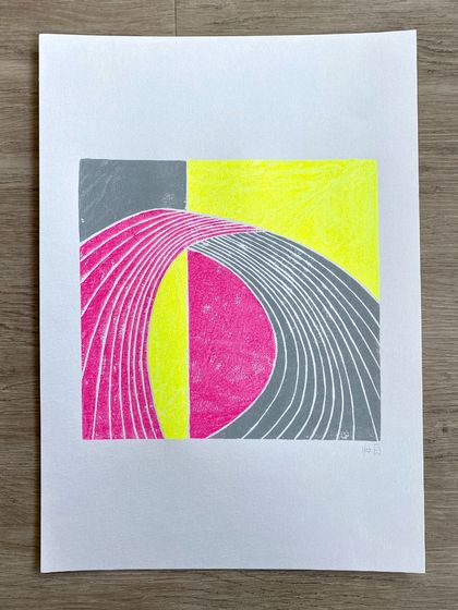 Cutting shapes (1). Lino print.