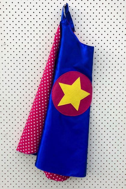 Kids Superhero Cape - Blue with red stars