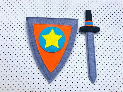 Knight or Prince Shield and Sword Set - Orange