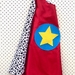 Kids Superhero Cape - Red with paw print pattern