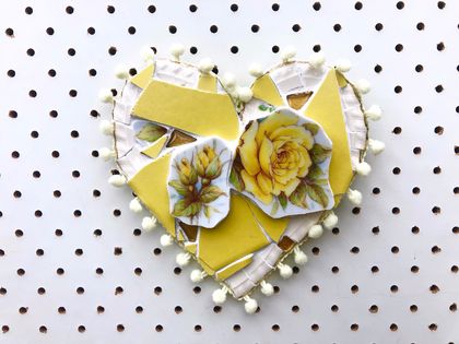 Heart Mosaic Art -  Yellow roses
