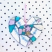 Heart Mosaic Decoration -  pink and teal