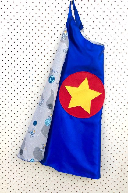 Kids Superhero Cape - Blue with space theme