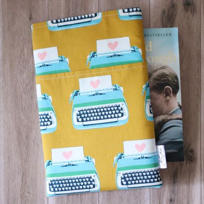 Medium Book Bag - Typewriters Mustard 