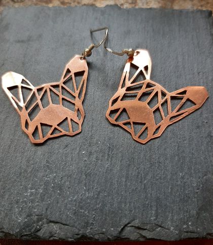 Copper French bulldog earrings