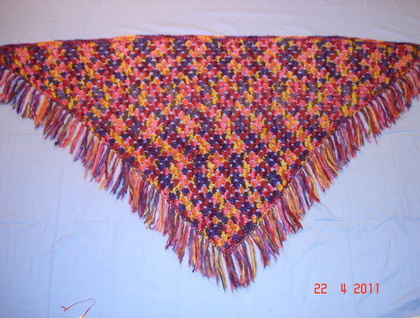 Mohair shawl, hand crocheted in lovely colours
