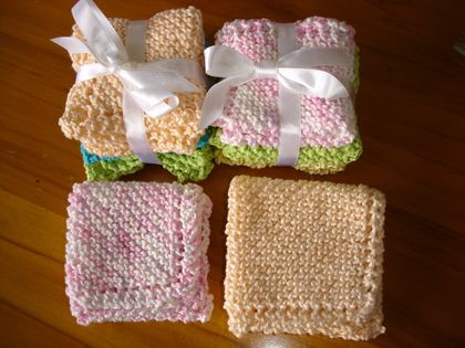 Hand knitted cotton dish cloths