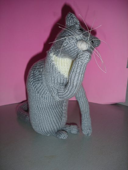 Hand knitted cat