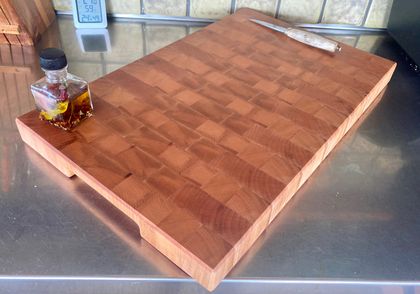 Silver beech end grain chopping board with handles
