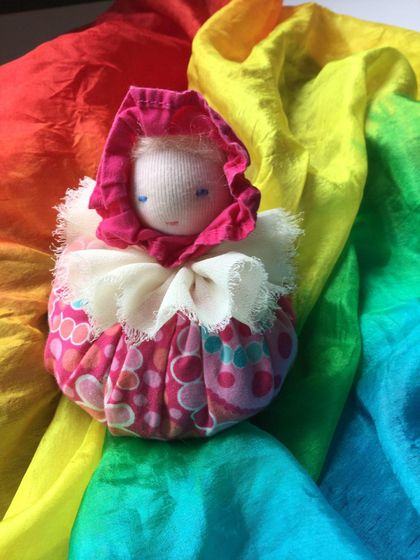 Rainbow silk cloth with a Wildbloom doll - Waldorf inspired 