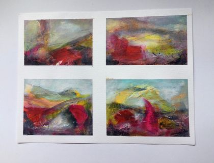  4  abstract  Landscapes on paper - Acrylic -Original  - New Zealand artist Marie Pickering