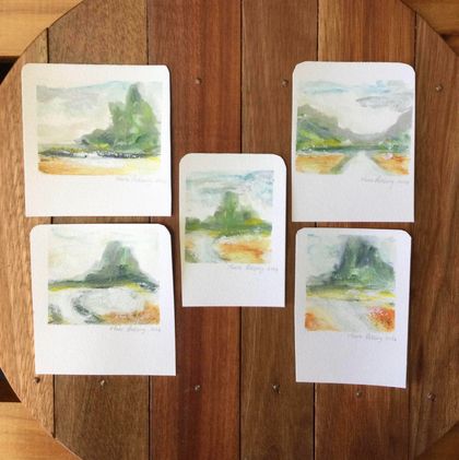 5 Original nature paintings on watercolor paper. Signed NZ artist Marie Pickering