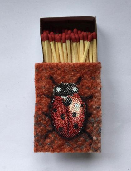  Wool needle-felted matchbox cover ladybird - Autumn designs- Perfect Autumn gift for friends
