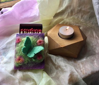  Wool needle-felted matchbox cover butterfly - Autumn designs- Perfect Autumn gift for friends