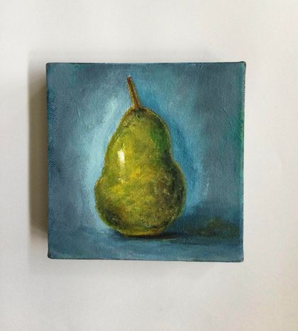 An original pear  painting - On canvas - Perfect for Kitchen decor 