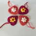 4 sweet little wool felted hearts - perfect for gifts,to hang on your wall or door -ornament 