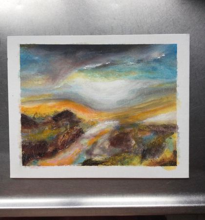 Abstract landscape original painting on paper - New Zealand artist - Marie Pickering