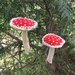 Two lovely handmade - Hand sewed wool and cotton toadstools - Xmas tree ornament 