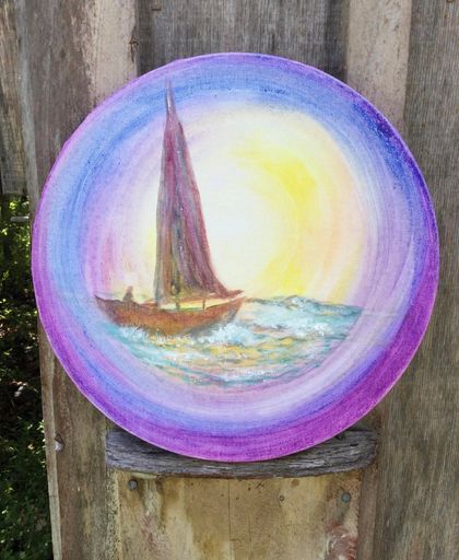 Sailing painting on canvas - Acrylic -Original - NZ artist Marie Pickering 