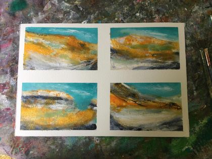  4  abstract  Landscapes on paper - Acrylic -Original  - New Zealand artist Marie Pickering