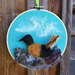 Mixed media wool fabric hoop  - Art piece - New Zealand fantail