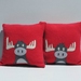 Cushion "Grey  Moose on Red"
