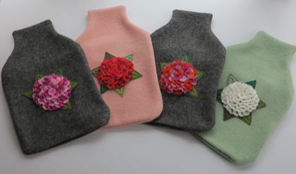 Hotwater Bottle Cover " Hydrangea in different colours"