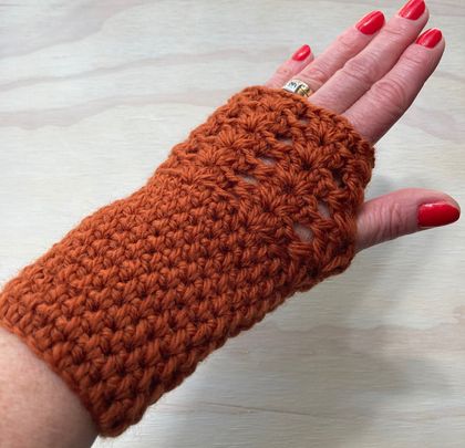 Fabulous Rust Orange Pure Wool Wristwarmers/Fingerless Gloves 