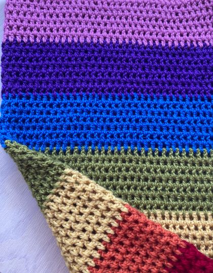 Beautiful Pure Wool Baby Blanket - Rainbow Stripes