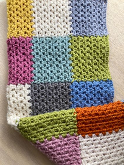 Beautiful Pure Wool Patchwork Style Baby Blanket  