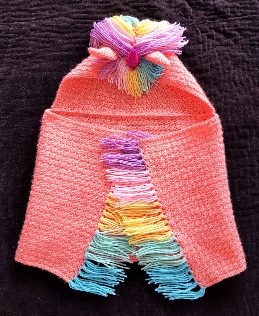 Hand Crocheted Hooded Unicorn Baby Blanket Felt