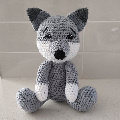 Hand Crocheted Jacob the Wolf
