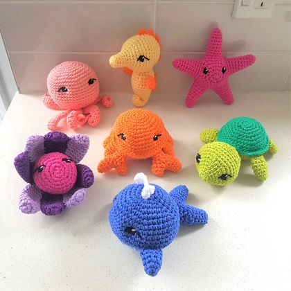 Hand Crocheted Set of Sea Creatures