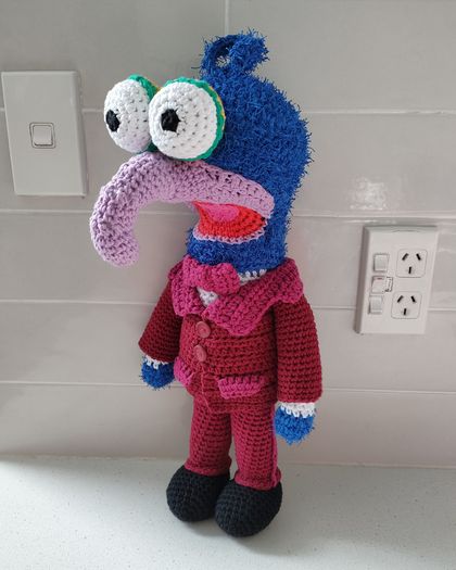 Hand Crocheted Gonzo Muppet 
