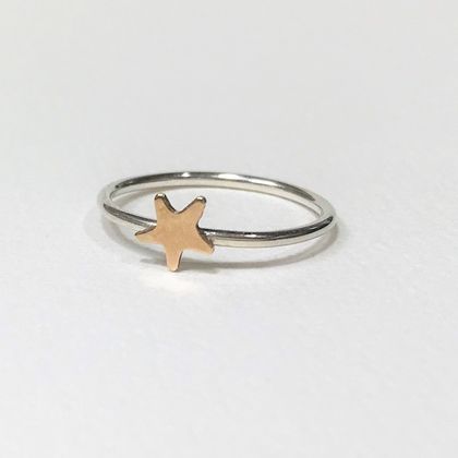 Sterling Silver Gold Star Ring