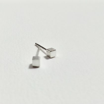 Sterling Silver Cube Stud Earrings