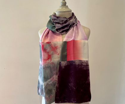 Vintage Kimono Silk Scarf - 'Celeste'