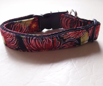 Pohutakawa pattern dog collar