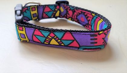 Multi coloured hand made dog collar
