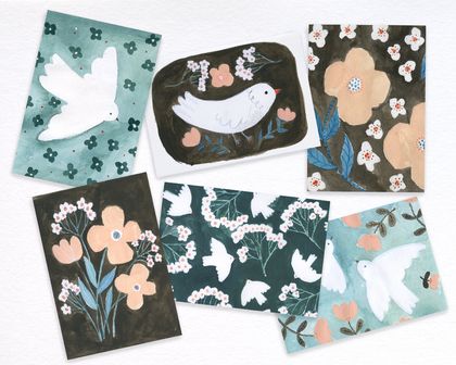 Postcard Set - Birds and Florals