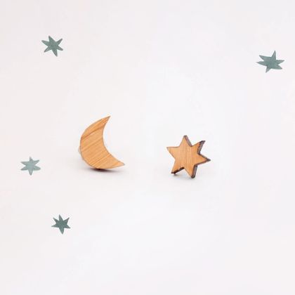 Moon and Star Tiny Earrings