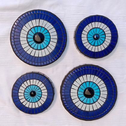 Mosaic Garden Ornaments with Evil Eye Design (Small)