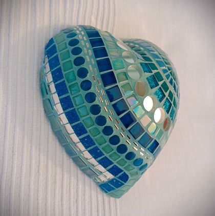 Mosaic Heart - Teal and Aqua Blue