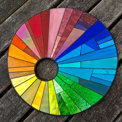 STAINED GLASS MOSAIC RAINBOW WALL ART - "KALAIDOSCOPE II"