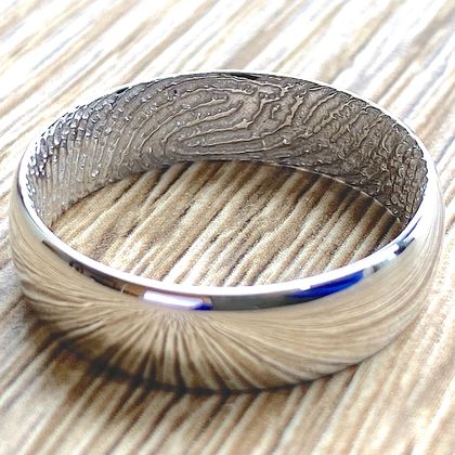 Custom Fingerprint Wedding Band, Engraved Memorial Jewelry Ring, Yellow Gold, Rose Gold, White Gold, Sterling Silver - 2mm 4mm 6mm 8mm 10mm