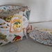 Quilted Toiletry Bag and zip topped pouch set in Gardening Themed Cotton Fabric