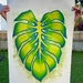 Monstera leaf 'Green' original linoprint